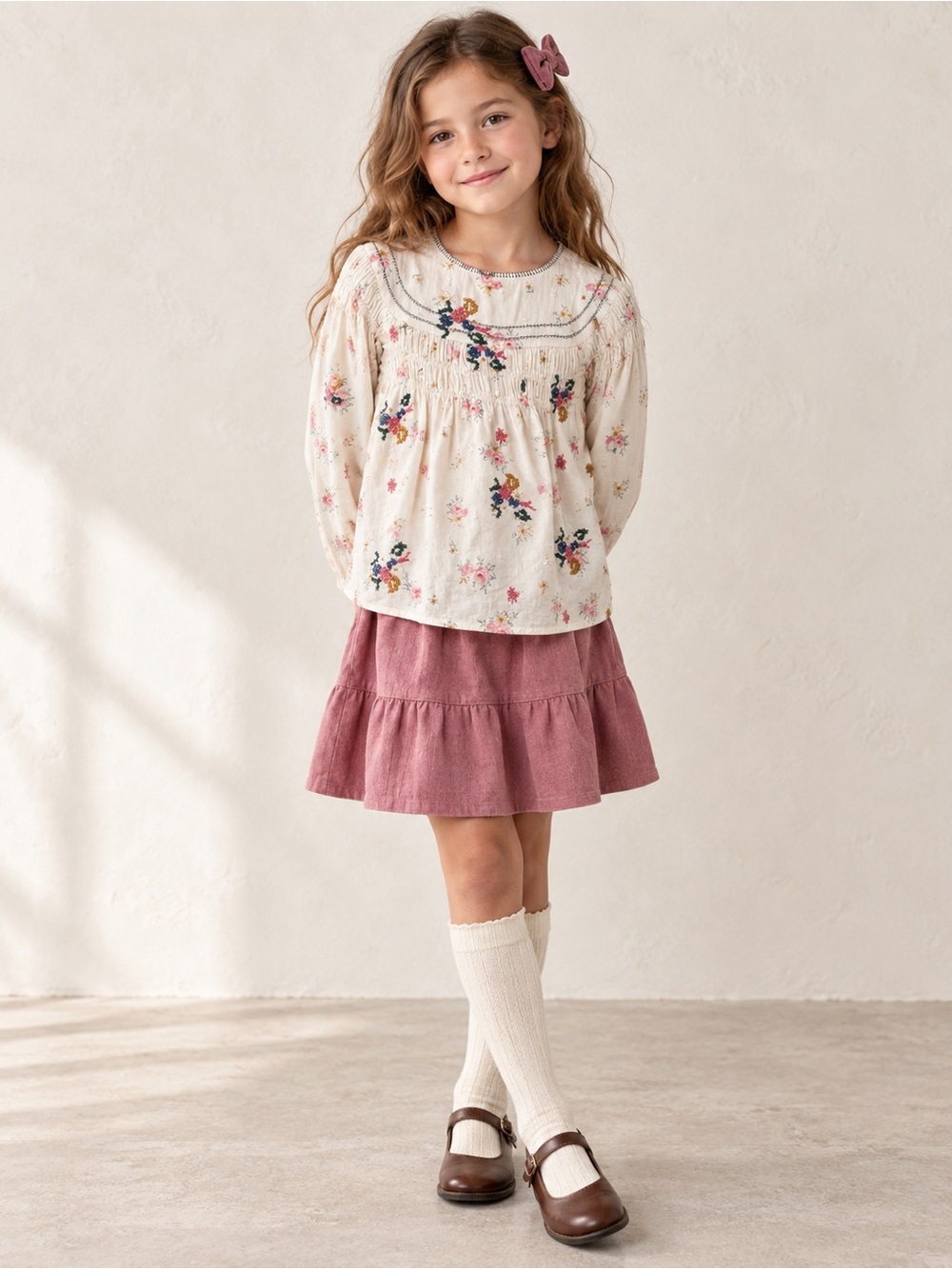 Zara Girls Floral Embroidered Blouse | Size 9 (134 cm)